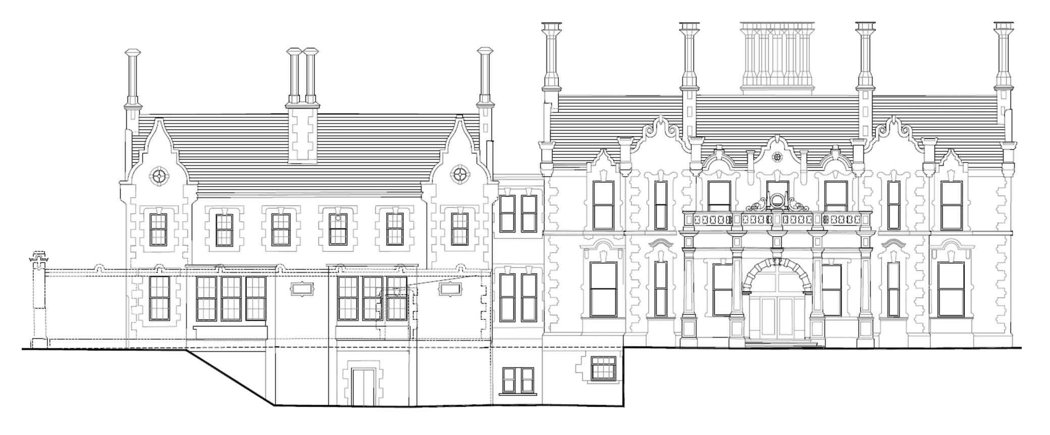 Backford Hall front elevation drawing
