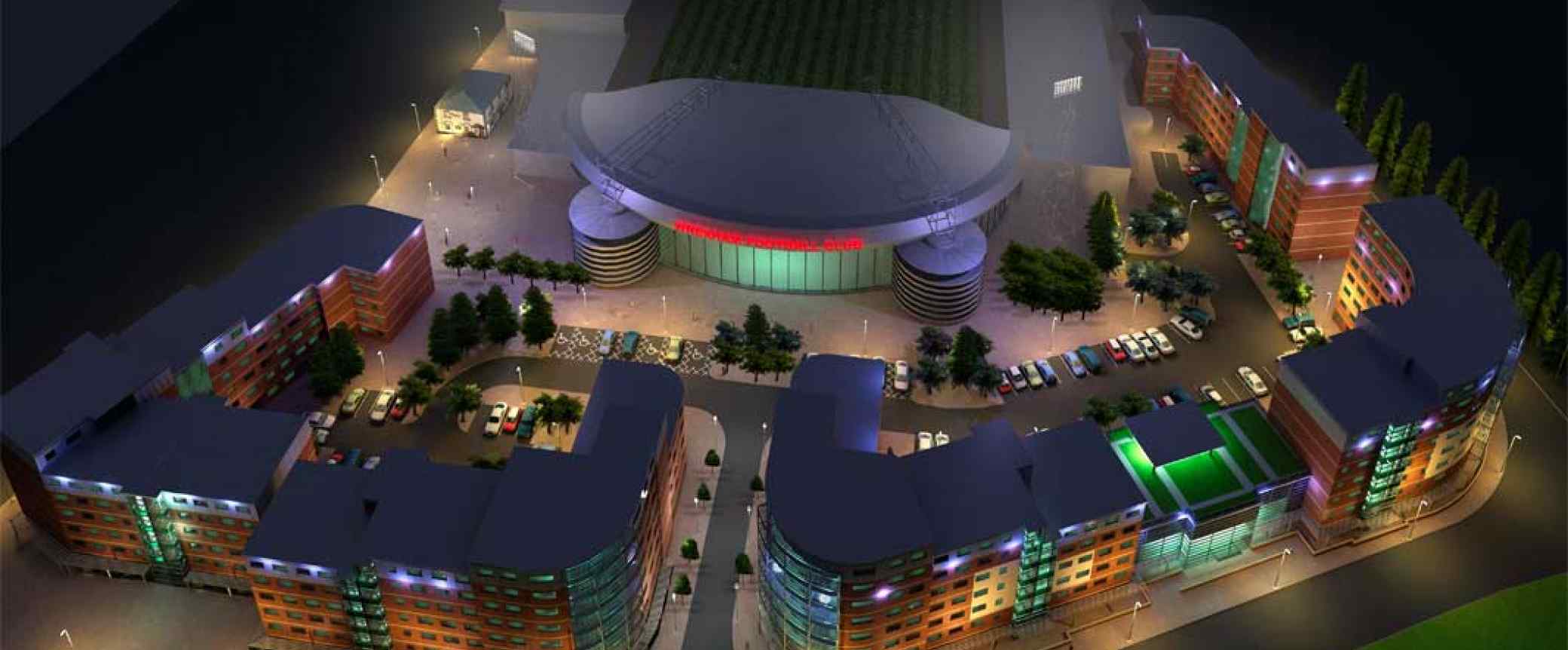 Wrexham Student Village night aerial architectural scheme plan